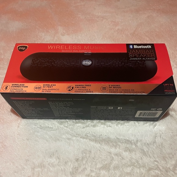 iHip Wireless Music Bluetooth Jambar Speaker 30ft Range Hands Free Calling Black - Picture 2 of 4